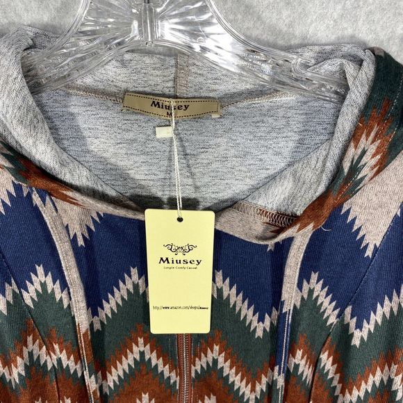 Miusey Women's Medium‎ Zip Up Long Hoodie Jacket Lightweight Tunic Sweatshirt - Picture 2 of 10